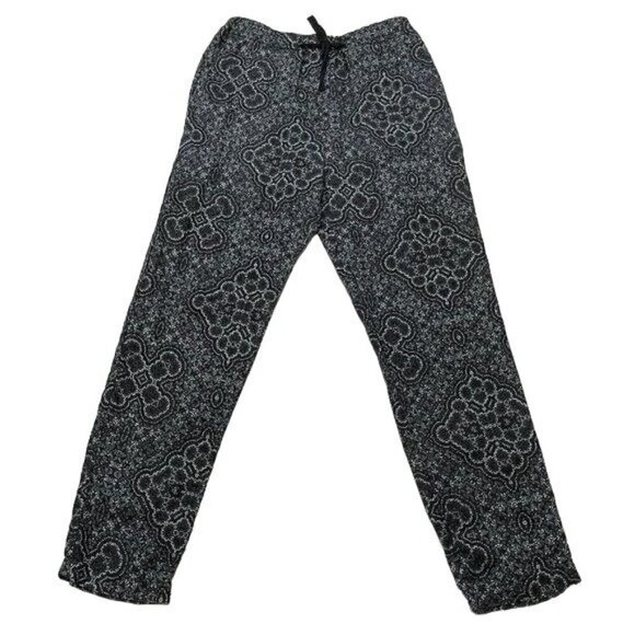 REVOLVE Pants - REVOLVE Overlover Pants Yucca Linen Printed Purple Green High Rise Drawstring 30